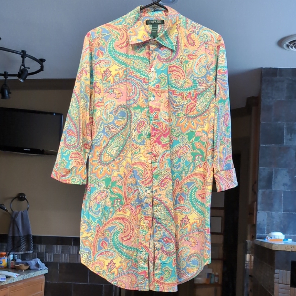 Lauren Ralph Lauren Oversized Tunic Paisley Shirt